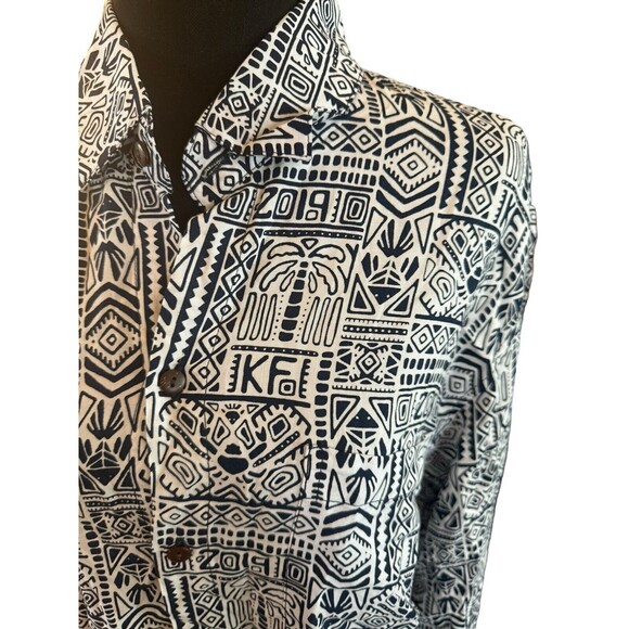 Kenny Flowers Hawaiian Shirt Rayon Limited Edition Palm Batik Blue Men's XL 2019 - Picture 5 of 12